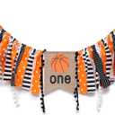 WAOUH Basketball Highchair Banner - High Chair Banner for 1st Birthday, Cake Smash Photo Prop, Fabric Rag Garland