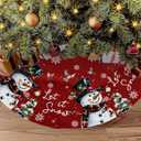 Snowman Christmas Tree Skirt 36 Inch Snowman Red Xmas Tree Skirt, Winter Trees Mat Indoor Outdoor Decorations for Home Party Holiday