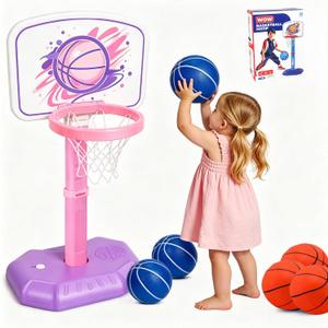 Toddler Basketball Hoop for Kids 1-3, Adjustable Height Mini Indoor Outdoor Basketball Set with 6 Soft Balls, Easy Score Toy for Boys Girls 2-5 Year Old, Develop Motor Skills & Hand-Eye Coordination