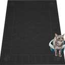 Cat Litter Mat, Litter Trapping Mat Soft on Kitty Paws, 47" x 35" Kitten Litter Box Mat for Cleaner Floors, Waterproof, Easy Clean, Durable XL Large Size Cat Litter Pad for Kitten. (Black)