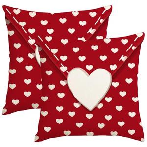 ARGOOFG Valentine Pillow Covers 18X18 Set of 2,Red Love Heart Envelope Decoration Outdoor Cushion Cases for Valentines Decor Decorative for Home Couch Patio