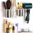 Hair Tool Organizer Wall Mount, Set of 2 Acrylic Hair Dryer Holder, Bathroom Vanity Organizers and Storage for Curling Iron, Hot Tools, Blow Dryer and Makeup Products