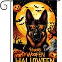 Halloween Garden Flag Double Sided 12x18 Flag Dog Flower Halloween Garden Flag German Shepherd With Sunglasses And Happy Woofen Halloween Flag Halloween Outdoor Decor Dog Lover Lawn Yard Banner
