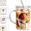 Personalized Extra Large Glass Drinking Cup With Lid Straw Valentine Gift Coffee Cup Regalos Para Mujer Teen Girl Gifts Trendy Stuff Iced Glass Tumbler Must Haves For Women Apartment Essentials