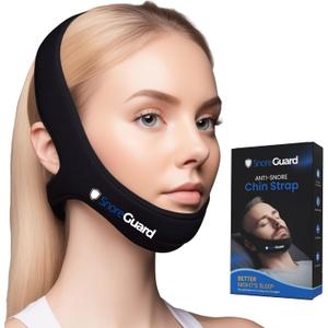 Chin Strap for Sleeping, Built-in Neck Cushions for Comfort, Works for CPAP Users, Snore Jaw Straps for Sleep, Mouth Breathing, Chin Lifting, Anti Snoring Devices, Men and Women, Black, M