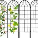 LZRS 4 Pack 71x20in Rustic Iron Arch Decoration Garden Trellis with Black Metal Coating Perfect for Supporting Climbing Plants Outdoor, Roses, Vines, Flowers, and Vegetables.