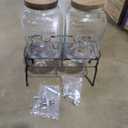 mustry Glass Drink Dispenser for Parties, 1 Gallon Beverage Dispenser with Stand and Spigot Solid Stainless Steel, Used as Lemonade Dispenser Sun Tea Jar Kombucha Jar, Set of 2