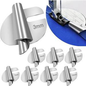 TOOVREN Sewing Rolled Hemmer Foot 8PCS Rolled Hem Presser Foot 3/4/5/6/7/8/9/10mm 8 Sizes Wide Rolling Hem Foot Sewing Machine Presser Feet Hemmer Home Industrial Curved Scroll Hemming Feet