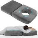 WOODWORD Pregnancy Pillow for Stomach Sleepers, Pregnancy Massage Pillow, 45.3 Inch Full Body Pillow with Removable Cover, Grey