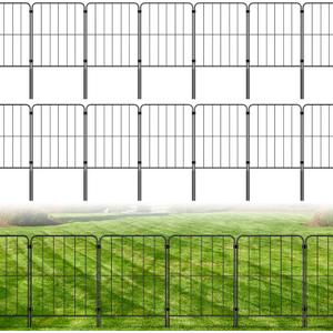 PINPON Decorative Garden Fence 25 Pack Animal Barrier Fence 27ft(L) x 24in(H) Rustproof Metal Wire Section Edging Fencing Panel for Outdoor Yard Landscape Patio, Square