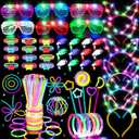 156Pcs Glow in The Dark Party Supplies for Kids Adults, Light Up Birthday Party Favor for Kids 4-8 8-12, 100 Glow Sticks DIY Necklaces Rings Wands, LED Glasses Bracelets Neon Decorations Accessories