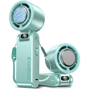 Handheld Portable Fan with Ice Cooler: 199-Speed 5500mAh Rechargeable Handheld Fan, 12H Time Hand Cooling Personal Fans with 20000 RPM Air Turbo Tech for Travel Outdoor (Green)