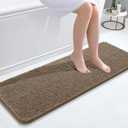 OLANLY Bathroom Rugs 47x17, Extra Soft Absorbent Chenille Bath Rugs, Rubber Backing Quick Dry, Machine Washable Bath Mats for Bathroom Floor, Tub and Shower, Home Decor Accessories, Tan