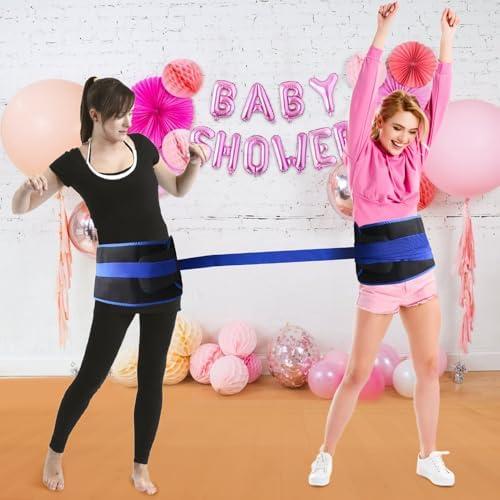 YUBAIHUI 2 Sets Baby Shower Games Funny Activities - Funniest Baby Shower Game Ever, Ice Breakers for Boy or Girl, Ballet Twirl Race (Blue)