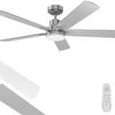 Ceiling Fan With Light 52-Inch, Remote Control Reversible DC Motors, 3CCT Dimmable Timer Noiseless, Nickel Ceiling Fan for Bedroom Living Room, Indoor&Outdoor ETL Listed