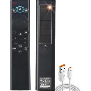 Replacement for Samsung TV Remote Solar Charger, Rechargeable Battery Solarcell Remote for Smart TV, Compatible with BN59-01385A BN59-01432A with Voice, for Neo, Sero, QLED, OLED, Frame, UHD Smart TV