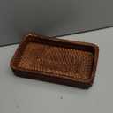 Rattan Woven Basket Woven Serving Tray Decor Snack Cookies Display Woven Bread Basket Decorative Tabletop Tray for Home Desk, Small