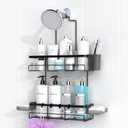 AKTECKE Shower Caddy Hanging Bathroom Organizer: Rustproof Shelf for Inside Shower - No Drilling Racks Over Showerhead - Bath Shelves for Shampoo Soap (Black)