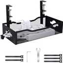 Large Under Desk Cable Management Tray - Heavy Duty Metal Cord Organizer with No Drill Installation for Office & Home Office Desks to Hide Wires & Power Strips (Black, XL)
