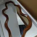30"x 14" Irregular Wall Mirror, Wooden Walnut Framed Wall Asymmetrical Wavy Wall Mirror for Living Room Bedroom Entryway Bathroom Modern Decorative Mirror with Hanging Hooks