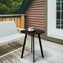 Meluvici Outdoor Side Table, Weather Resistant Patio Small Side Table Outdoor Indoor Round Metal Steel Small Table, Waterproof End Table for Garden Balcony Yard, Black, 15.76"x19.7"