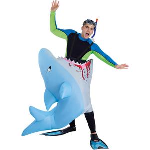 Morph Inflatable Shark Costume Adult Attack Bite Halloween Costumes for Adults