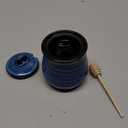 Tikooere Ceramic Honey Pot with Lid and Honey Dipper, 12 oz Honey Jar and Wooden Dipper, Pottery Honey Container for Home, Cute Honey Dish, Dishwasher Safe, Blue