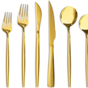 Astercook Silverware Set 48-Piece Gold Flatware Set with Steak Knives Food-Grade Stainless Steel Cutlery Set for 8 Mirror Polished Utensils Set for Home Kitchen Restaurant Valentine's Gift