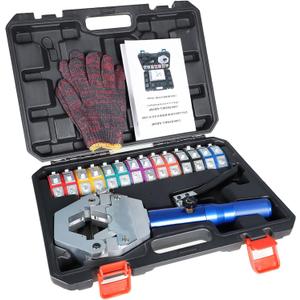 Hydraulic A/C Hose Crimper with 7 Die Set, Hydra-crimp 71500, Manual AC Hose Crimper Kit Air Conditioning Repaire Handheld, for Barbed and Beaded Hose Fittings