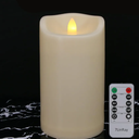 8" x 4" Outdoor Waterproof Flameless Candles with Remote and Timers, Large Pillar Battery Operated Flickering LED Candles for Lanterns, 1000 Hours, Ivory Plastic, Single