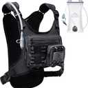 Running Vest with 2L Water Bladder, USA Original Patent, Lightweight Adjustable Chest Pack with Pistol Holster, Reflective Running Hydration Vest for Women Men for Hiking Marathon (Medium-Large, Black)