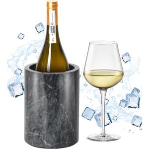 Marble Wine Chiller for Bottle,Wine Chiller Bucket,Wine Cooler Bucket for Any 750ml Bottle Champagne Chiller for Parties,Wine Bottle Chiller,Wine Bottle Cooler,Wine Gifts for Women Man (Black)