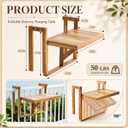 Colingmill 2 Set 22 Inch Balcony Hanging Table, Acacia Wood Foldable Railing Table Adjustable Height & Width, Outdoor Balcony Desk for Coffee, Laptop, Breakfast, Suit for Small Spaces Patio Deck Porch, 22 x 11 inches