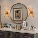 EDISLIVE 2-Bulb Bathroom Vanity Light Mid-Century Modern Starburst Wall Sconce Lamp 11 x 4.7 x 15.8in Wall Light for Hallway Bedroom Bathroom Gold