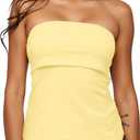 BAIGRAM Women Y2K Strapless Foldover Bandeau Tube Tank Tops Sleeveless Backless Slim Fit Off Shoulder Summer Going Out (Medium, Yellow)
