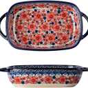 Vintage Style Cherry Blossom Flowers Pottery Bakeware Ceramic Casserole Dish Bak