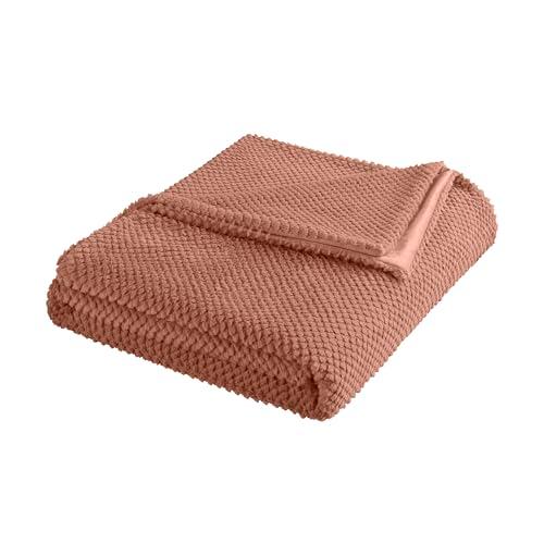 Vellux Plush Texture Blanket – Ultra Soft King Bed Blanket for All Season Comfort – Lightweight Cozy Throw for Couch, Bedroom, Travel & Pets – Copper