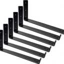 Shelf Brackets 12 Inch, Heavy Duty Black Metal Floating Shelf Bracket, Rustic Farmhouse Decorative Iron L Bracket with Lip/Hook, J Brackets Wall Angel Corner Brace for Wood Shelves - 6 Pack