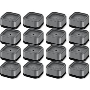 Ecally 16 Pack Furniture Risers Adjustable Bed Risers Desk Leg Risers 1.38" Stackable Heavy Duty Bed Lifts Risers Square Bed Raising Blocks for Mattress Table Leg Desk Chair Couch Sofa Dorm (Gray)