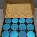 24 Pack 4oz Screw Top Aluminum Tin Jars with Screw Lids and Blank Labels - Refillable 120ml Metal Containers for Lip Balms, Candles, Salves, Spices, Crafts (Lake Blue)