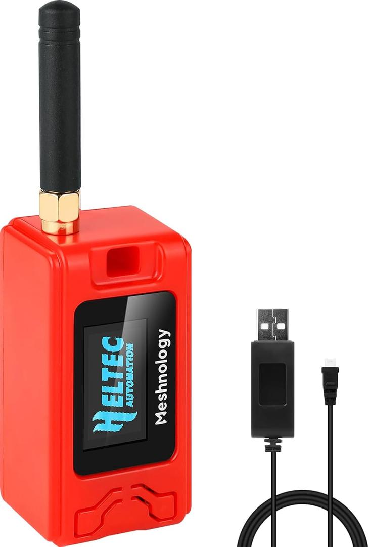 ESP32 LoRa V3 Development Board + 1100mAh Battery + Protect Case + USB Charger Cable Set - with 915MHz Antenna and SX1262 LoRa V3 Devices for Meshtastic Arduino LoRawan IOT (N30,4-in-1,Red)