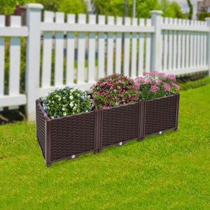 DIZAIGOGO Garden Beds Outdoor, Polypropylene Planter Boxes Outdoor for Vegetables, Flowers, Herbs, Garden Box with Drain Outlet, Heat and Frost Resistance Planters, 440lb Capacity