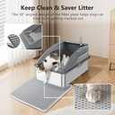 INVENHO Stainless Steel Cat Litter Box, Extra Large Litter Boxes for Big Cats, XL Metal Cat Litter Box with Lid, Anti-Urine Leakage, Non-Sticky, Include Cat Mat and Litter Scoop (X-Large, Gray)