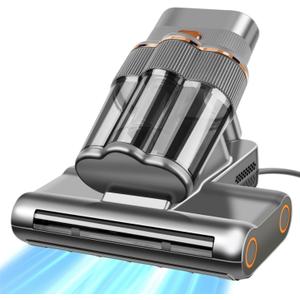 Powerful Mattress Vacuum Cleaner,Handheld Bed Vacuum with UV-C Light, 16Kpa Strong Suction, 30000 RPM Dual Drum Brushes, 140F Hot Air & Ultrasonic Tech, 500W Corded for Quick Dust Removal (Silver)