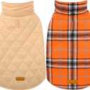 Kuoser Waterproof Dog Coat, Reversible Dog Jacket for Medium Dogs, Adjustable Durable Doggie Winter Coat Warm Puppy Cold Weather Apparel, Orange M