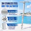Sand Anchor for Boat, 304 Stainless Steel Heavy Duty Screw in Boat Anchor Pole, Adjustable 29.5"44.5", One-Piece Forged Auger & Foldable Handle for Shallow Water, Sandbar Beach, Jet Ski,PWC