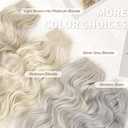 KooKaStyle Invisible Wire Hair Extensions with Transparent Wire Adjustable Size 4 Secure Clips Long Wavy Secret Hairpiece 20 Inch Platinum Blonde for Women