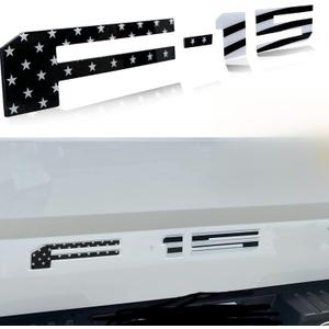 Tailgate Inserts Letters Compatible for 2021-2025 F15, 3D Raised & Strong Adhesive Decals Letters (Black American Flag)