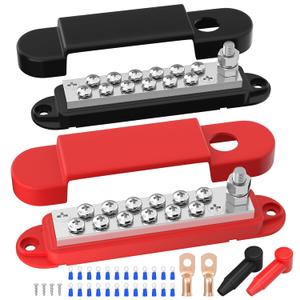 Power Distribution Block 12V 150A 1/4" Stud Marine Bus Bar 12 Volt DC Battery Busbar for Boat Automotive Solar Wiring