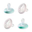 Tommee Tippee Breast-Like Night Newborn Pacifier, 0-6 Months, Breast-Like Baglet, BPA-Free Binkies, Glow in The Dark Technology, Pink/Blue, Pack of 4